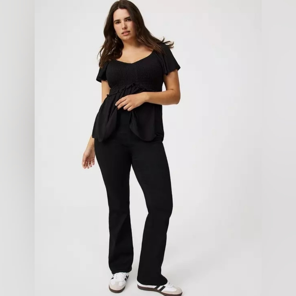 Torrid Black Pull On High-Rise Slim Boot Lean Jean 2X 18/20 Short Petite NWT